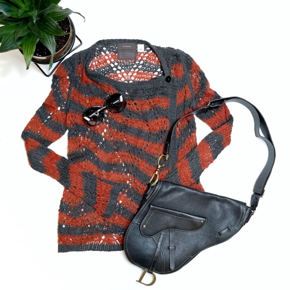 ⚡️SALE⚡️ Anthropologie Guinevere Waterfall Draped Loose Knit Striped Cardigan - Picture 2 of 6